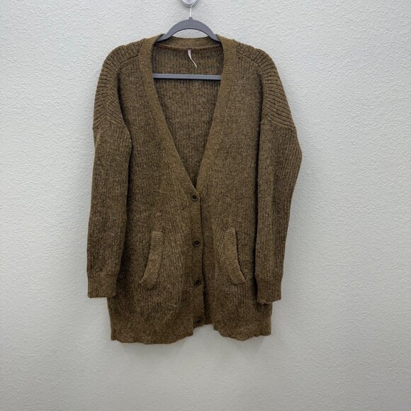 Free People Cloudy Day Oversize Wool Mohair Knit Cardigan Sweater Womens Small - Picture 1 of 8